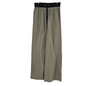 Misha Nonoo Trousers Khaki Linen Blend Wide Leg Elastic Waist Lagenlook Size M
